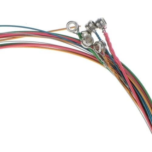 Set of 6pcs Rainbow Multicolored Stainless Steeel String for Acoustic Guitar