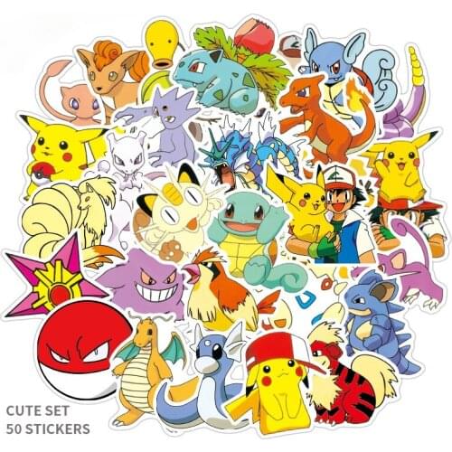 Pokemon Pikachu Graffiti Stickers Anime Cartoon Cute Style Characters Suitcase Laptop Scooter Car Decoration Sticker Pack Gift