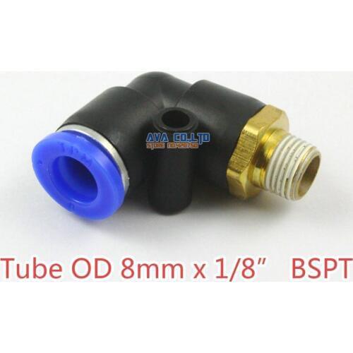 10 Pieces Tube OD 8mm x 1/8" BSPT Male Elbow Pneumatic Connector Push In To Connect Fitting One Touch Quick Release Air Fitting