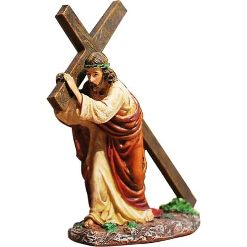 Resin Statue Jesus Crucifix Figurine Christ Figure Tabletop Collectibles
