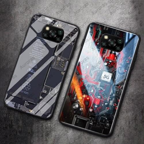 Auroras For Poco X3 NFC Case Explorer Painted Tempered Glass Silicon Shockproof Cover For Xiaomi Poco X3 Pro Case F2 Pro Poco F3