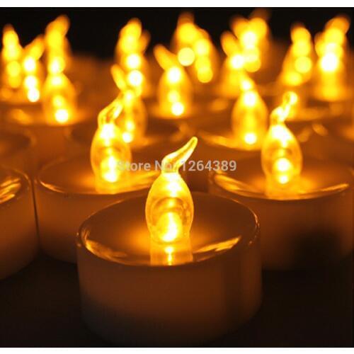 100 pcs Christmas Flameless LED Amber Yellow Battery Tea Light Tealight Tea Candles Party Wedding Candle
