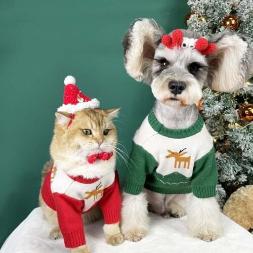 Pets Christmas Sweater Cute Dog Clothes Winter Clothing For Cat Small Puppy Thick Dog Jacket Schnauzer Akita Pug Cat Sweater