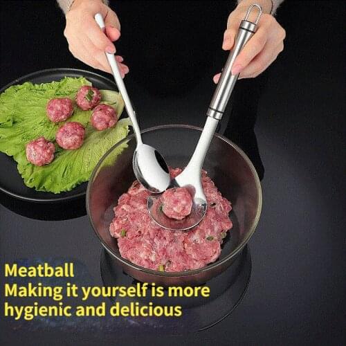 304 Stainless Steel Handmade Meatball Maker Household Kitchen Fish Ball Spoon Squeeze Balls Dumpling