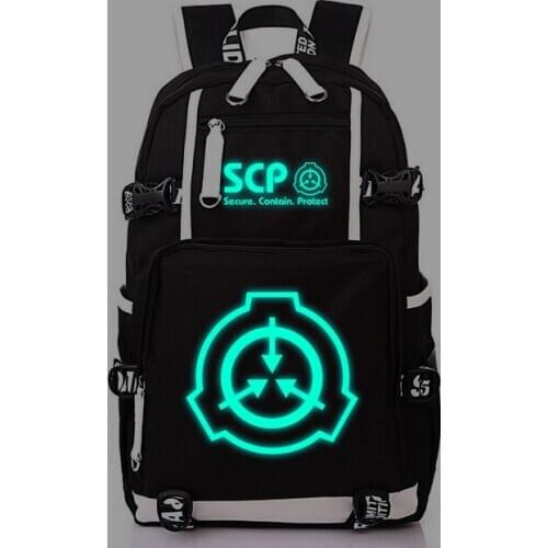 SCP Special Containment Procedures Foundation Cosplay Backpack Luminous School Shoulder Bag Laptop Travel Capacity Mochilas
