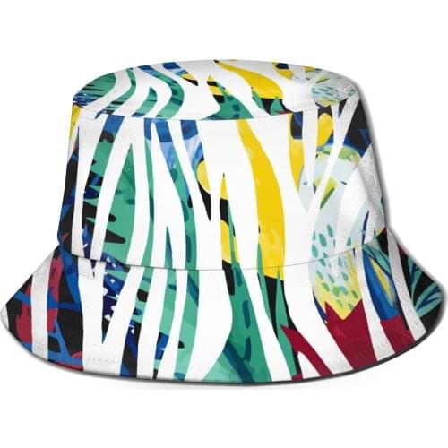 CINESSD New Fashion Bucket Hats Fisherman Caps For Women Men Gorras Summer Abstract Zebra Background (1)