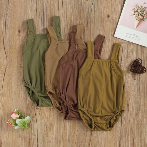 Newborn Baby Girls One-piece Swimsuits Summer Children Solid Sleeveless Suspender Swimwear Toddler Kids Beach Clothings