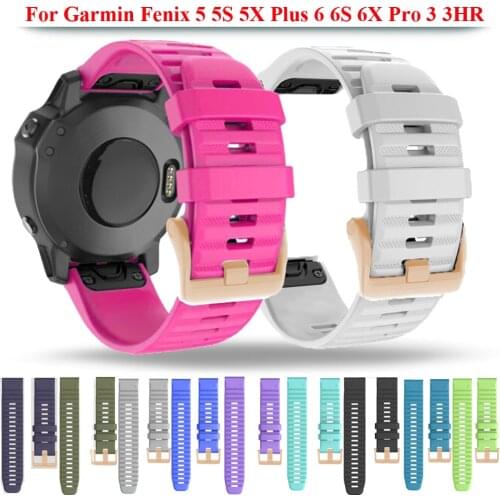 Sport Silicone Watchband Wrist strap For Garmin Fenix 6X 6 6S Pro 5X 5 5S Plus 3 3HR Easy Fit Quick Release Wirstband 20 22 26mm
