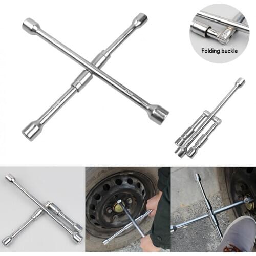 Socket Wrench Cross Wrench 4 Way Folding Wrench Car Repair Tools Tyre Remover Mounting Spanner Allen Wrenches