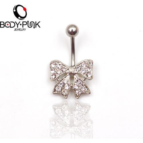 BODY PUNK Free Shipping Navel Belly Button Ring Rhinestone Bar Butterfly rhinestone Belly Piercing Body Jewelry NR 031
