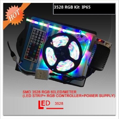 5M/Roll 3528 60led/m 12VDC outdoor soft strip , led tape light with controller and 12v 2a power supply ,led rgb strip kit