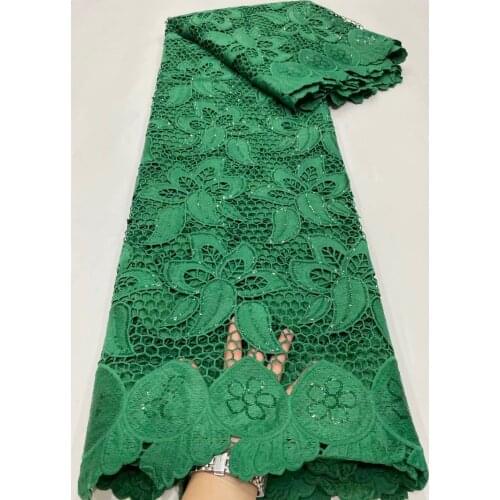 Embroidery Design 5 Yards Royal Blue Sequins Cord Lace Fabric New Guipure African Women Wedding Dress Milky Cotton Mesh KRL-1103