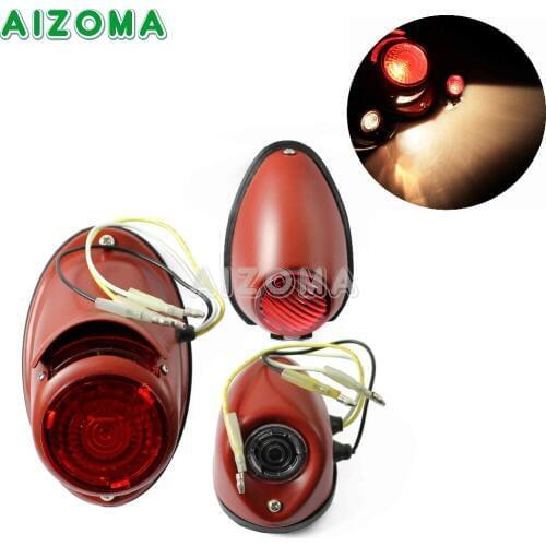 Motorcycle Retro Brake Rear Taillight w/Side Light Front Tail Indicator Lamp For Zundapp KS750 BMW R51 R61 R66 R71 K750 M72