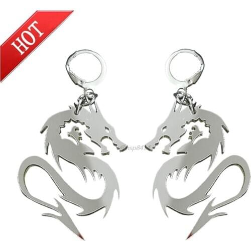 Women Man Super Cool Shiny Dragon Totem Earrings Acrylic Drop Earrings Animal Mirror Dragon Hoop Fashion Jewelry Silver Color