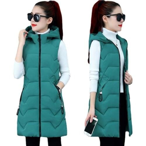 Waistcoat Female Sleeveless Long Vest Jacket Slim Fit Warm Puffer coat Autumn Winter Cotton Coats Vest Thick Women Ladies Casual