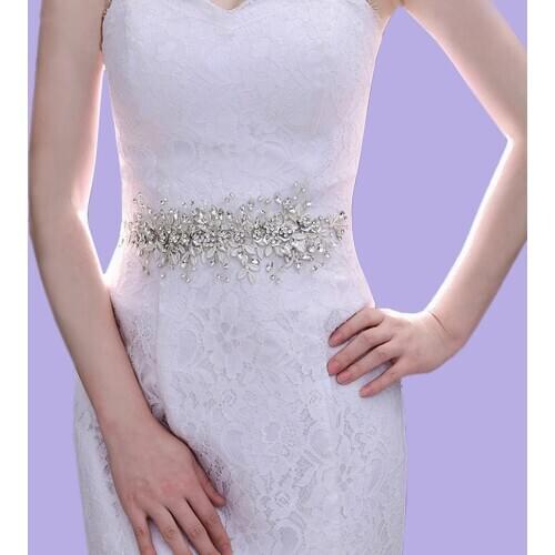 ZMSH349 Floral Bride Belts for Dresses Bridal Sash Belts Ivory Jewel Sash Rhinestone Belts Diamond Wedding Belt Evening Dresses