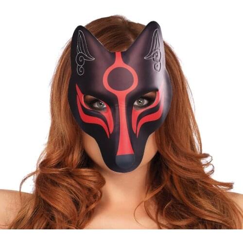 1pcs Japanese Decorative Fox Mask Performance Party Adult Masquerade Party Mask Black Fox Mask EVA Party Props