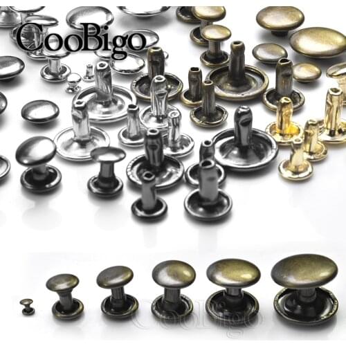 100 Sets Metal Double Cap Rivet Stud Round Nailhead Spike Leather DIY Punk Craft Decor Clothes Bag Belt Bracelet Shoes Accessory