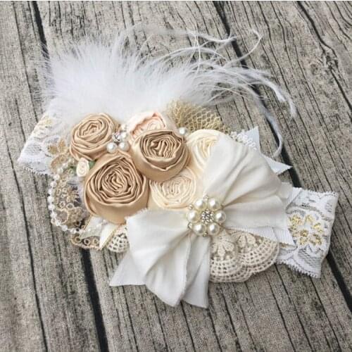 Free Shipping Flower Girl Headband Dupioni Silk Bow Kids Hair Accessories Photo Prop