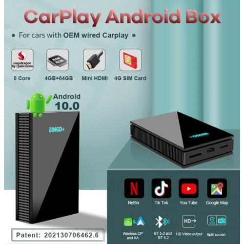 For Apple CarPlay Android 9.0 4+32G Wireless MirrorLink AI Box for Mercedes Audi Porsche Skoda Volvo Ford Peugeot Split screen