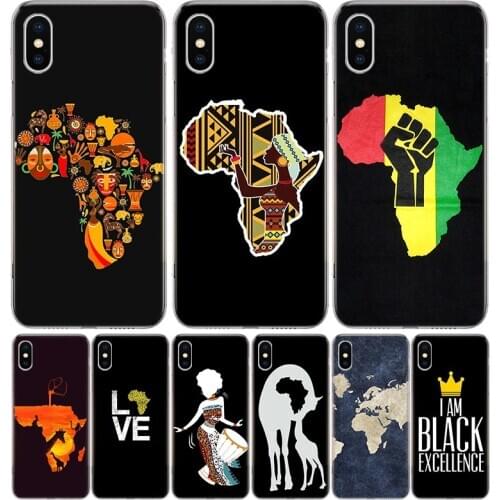 Africa Map Geography Painted Cover Phone Case For Iphone 11 12 Mini Pro 7 6 X 8 6S Plus XS MAX + XR 5S SE 10 9 Art TPU Coque Cap