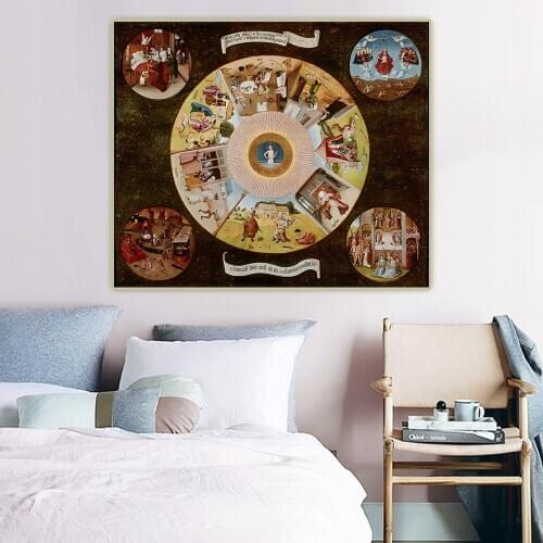 Citon Hieronymus Bosch《Table of the Mortal Sins》Canvas Oil Painting Artwork Poster Picture Wall Background Decor Home Decoration