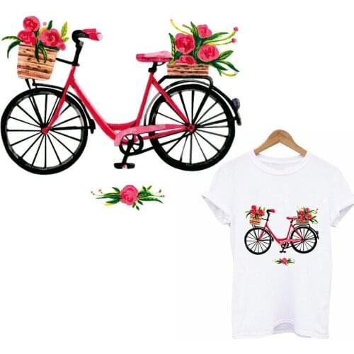 Flower Applique Thermo Stickers On Clothes Fashion Bike Patches Stripes Heat Trasnfer Iron On Transfers For Women T-shirt DIY