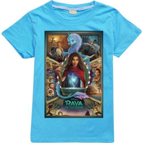 Kids Clothes Girls Raya and The Last Dragon T-shirt Cartoon Tops Cotton Tees Summer Clothing Short Sleeve TShirt Children Outfit