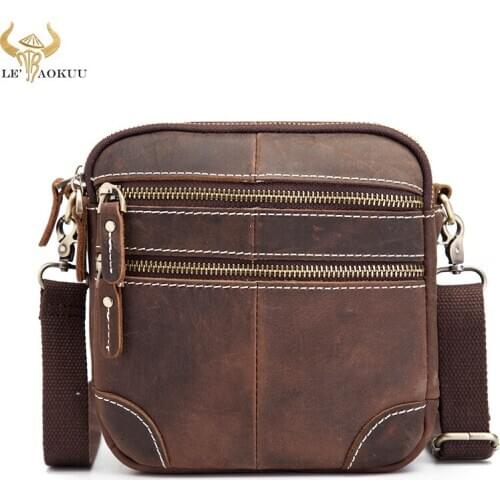 Design Fashion Quality Leather Male Casual Small Belt Waist Pack Messenger Satchel Cross-body Shoulder bag For Men 8108-d