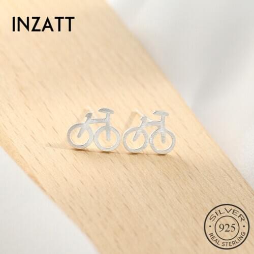 INZATT Rock Real 925 Sterling Silver Bicycle Shape Stud Earrings Trendy Jewelry For Girlfriend Gift Party Acceddories Brincos