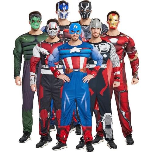 Disney Adult Marvel The Avengers Cosplay Muscle Costume Party Costume Catroon Anime Figures Toys for Children Birthday Gifts