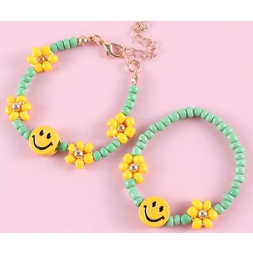 Makersland Smile Beaded Bracelet For Children Flower Friendship Bracelet Cute Princess Accessories Jewelry 2020 Gifts New