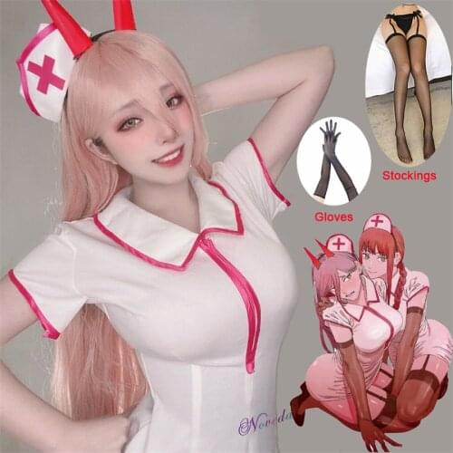 Makima Chainsaw Man Cosplay Anime Sexy Power Nurse Uniform Cosplay Costume Women Carnival Halloween Party Outfit