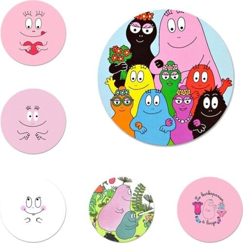 Cute cartoon Barbapapa Icons Pins Badge Decoration Brooches Metal Badges For Backpack Decoration 58mm