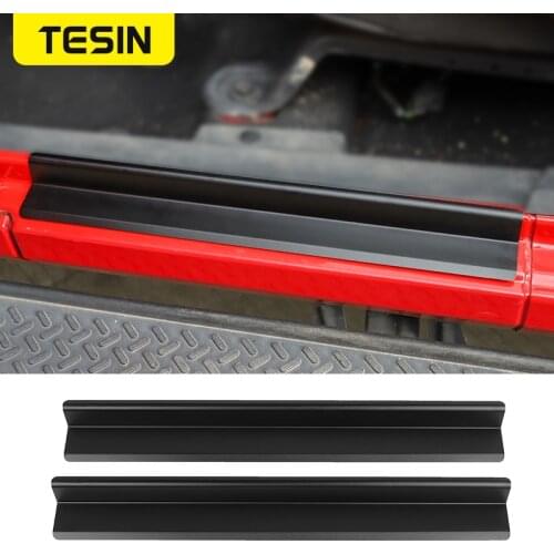 TESIN Car Door Sill Threshold Cover Scuff Plate Entry Guard Trim Stickers For Jeep Wrangler JK 2007-2017 2Door Car Accessories