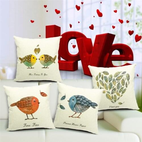 2019Girl Floral Animal Cushion Cover Flower Heart PillowCase Tree of Life Small Bird Pillow Cover Home Decorative Throw Pillows