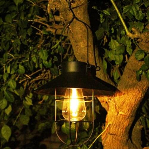 Upgrade Retro Solar Lantern Outdoor Hanging Solar Light Vintage Solar Lamp Warm White Bulb For Garden Yard Patio Party Decor