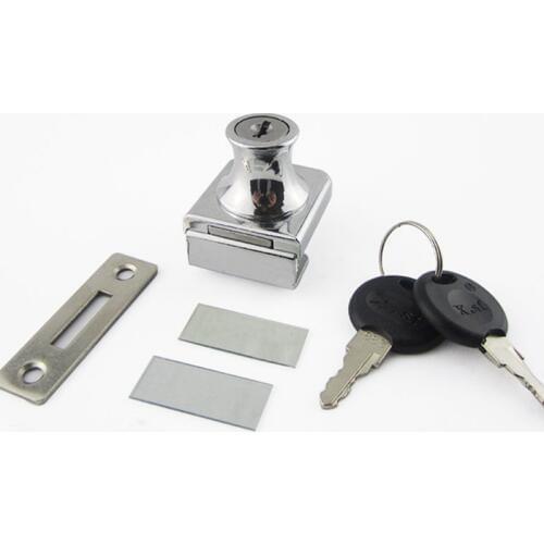 Single Glass Lock Zinc Alloy Showcase Cabinet Door Cylinder Sliding Glass Push Door Locks For Furniture Hardware
