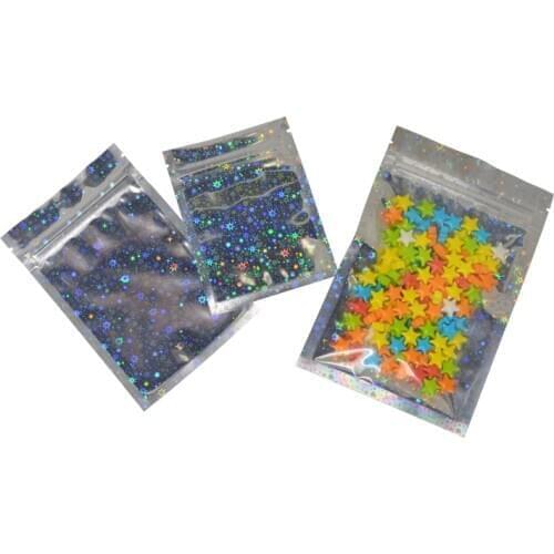 Ziplock Bags Resealable Reusable Plastic Holographic Packaging Bag for Candy Food Cosmetic Eyelashes Package Wholsale