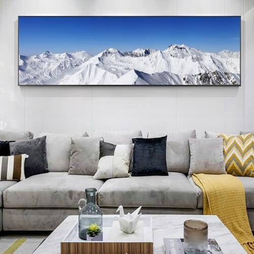 Panorama Of Snowy Mountains Wall Pictures For Home Decor Skyline Of Mountain Canvas Paintings Bed Room Decor Posters And Prints