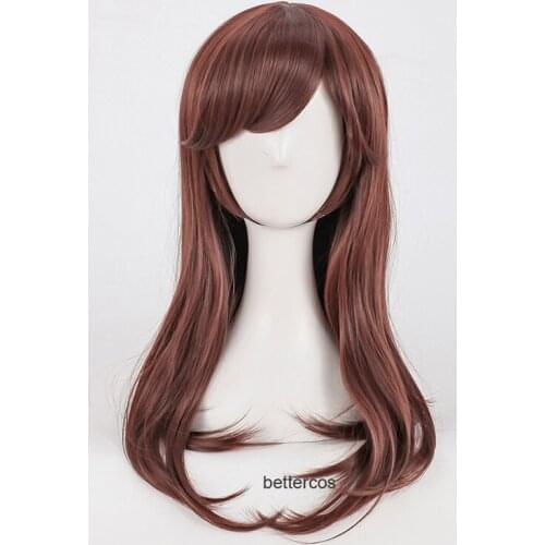 OW D.va DVA Hana Song Cosplay Wigs Long Brown Heat Resistant Synthetic Hair Wig + Wig Cap