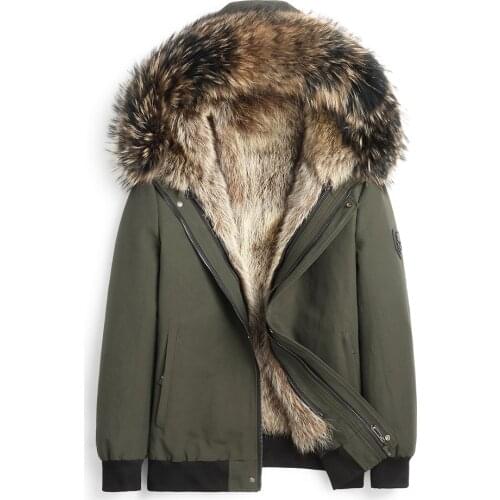 2020 Luxury Raccoon Dog Fur Trimmed Racoon Dog Fur Lining Fur Parkas Men Winter Real Fur Coat