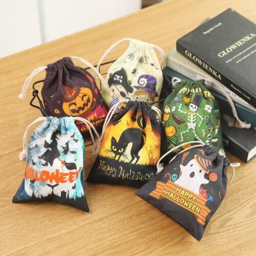 Halloween Pumpkin Witch Candy Gift Bag Cartoon Bag Drawstring Pocket Decoration For Children Trick Or Treat Party Supplies
