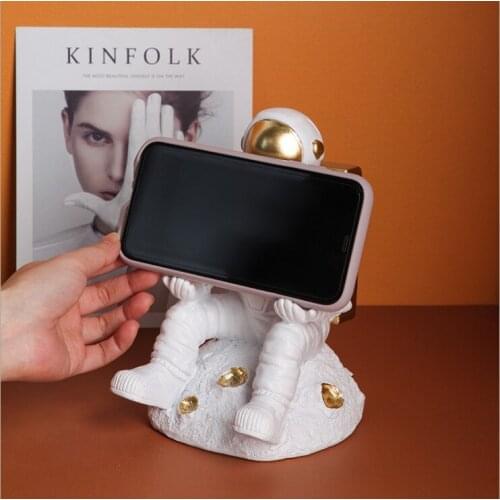 Nordic Astronaut Phone Holder Resin Accessories Home Room Desktop Statues Universal Cellphone Frame Figure Decoration Crafts Art