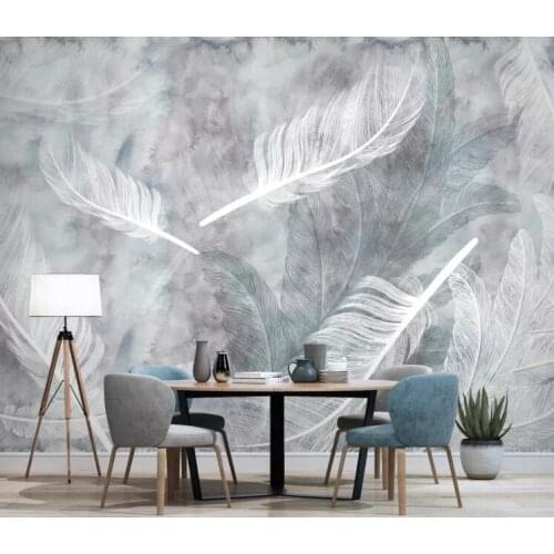 Custom 3D Photo Wallpaper Sticker Abstract Art Feather Wall Decal Vinyl Wall Stickers Wall Decorations Living Room Poster