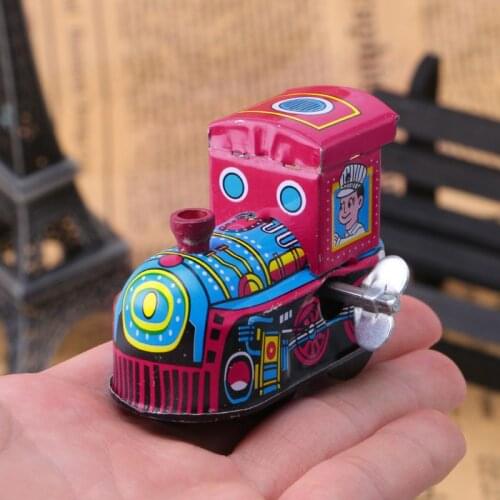 Retro Steam Train Reminiscence Children Vintage Tin Toy Clockwork Toys Gift