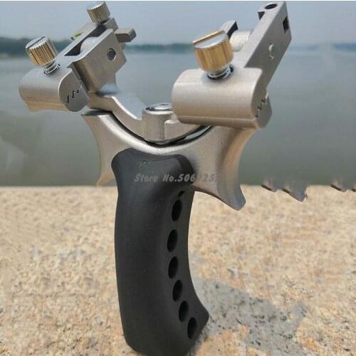 Stainless Steel Slingshot Catapult High Precision Outdoor Hunting Slingshot Laser Aiming Slingshot Using Flat Rubber Band