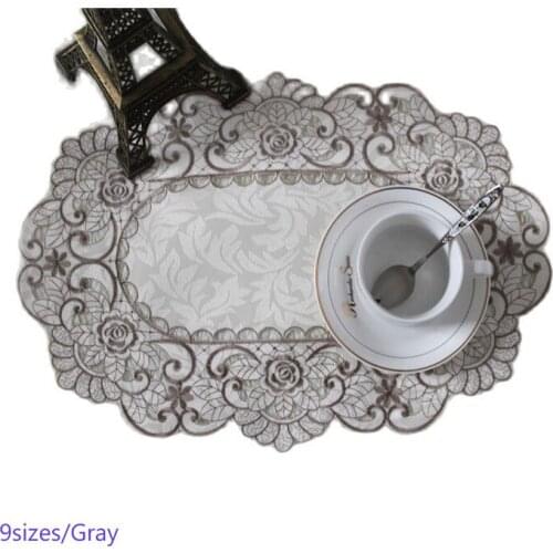 Luxury satin table place mat pad cloth embroidery glass cup mug dining coaster Christmas wedding placemat drink doily kitchen