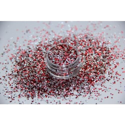 Mixed Glitter Nail Glitter Acrylic Glitter Mixes Red & Silver Sequins Round Glitter
