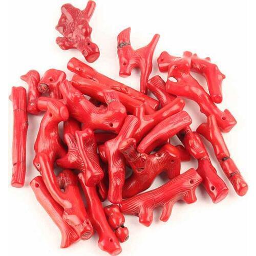 SUNYIK 1Lot (10Pc) Red Coral Sea Shell Gem Stone Freeform Branch Bamboo Stone Beads Pendant Jewelry